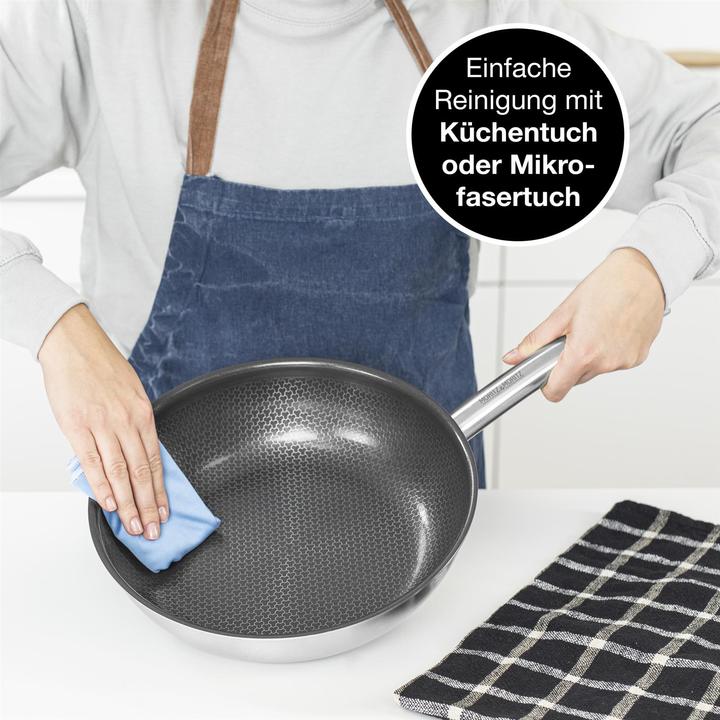 Actual product image Moritz & Moritz Stainless steel pan honeycomb structure 28cm with latest generation ceramic coating (Pan set + pot set, Stainless steel)