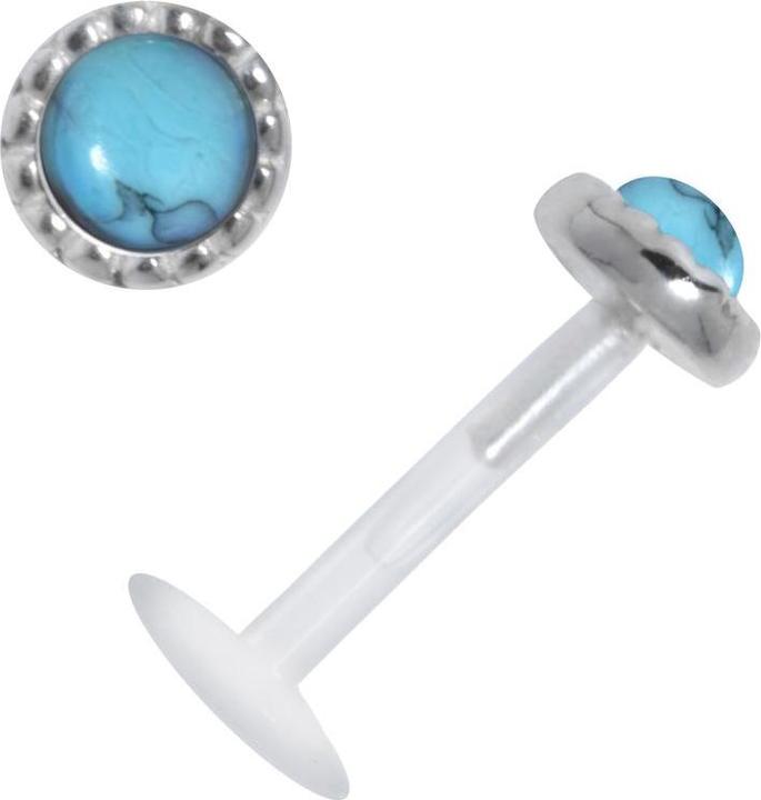 Bijouteria Piercing für Lippe/Tragus (Bioplast, Schmuckstein, Silber 925)