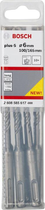 Immagine prodotto Bosch Professional Zubehör Trapano a percussione SDS plus-5, 6 x 100 x 165 mm, confezione da 10 pz. (6 mm)