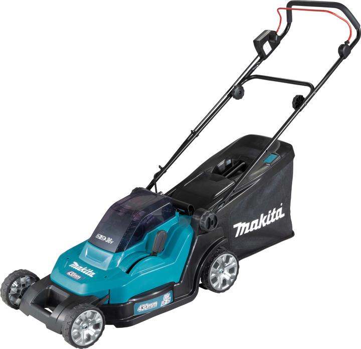Makita DLM432PT2 Cordless lawn mower 2X18V, 43cm, 2X5.0Ah Li-Ion DC18RD, 3 (Rechargeable battery operated)