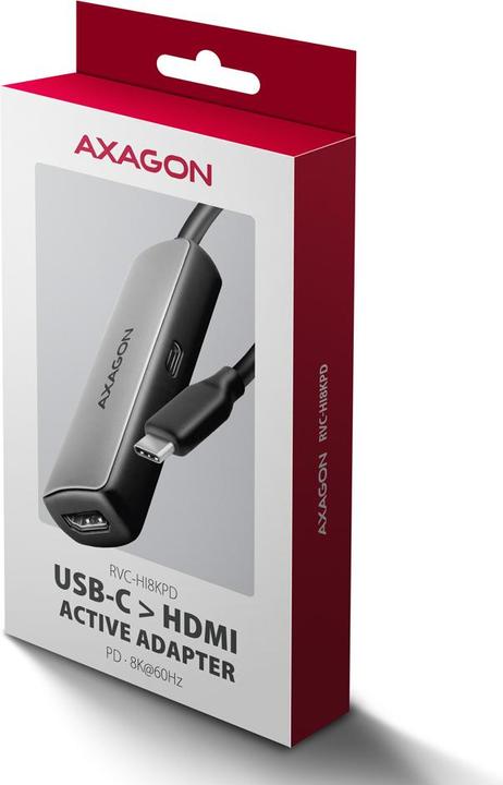Produktbild Axagon RVC-HI8KPD, USB-C -> HDMI 2.1 redukce / adaptér, 8K/60Hz, 4K/144Hz, HDR10+, PD100W (USB Typ-C, 7.90 cm)