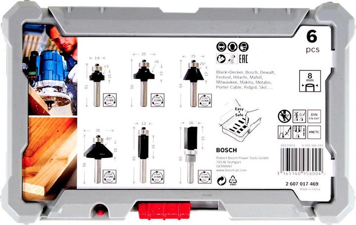 Immagine prodotto Bosch Professional Zubehör Set di frese per bordi. Attacco da 8 mm. 6 pezzi