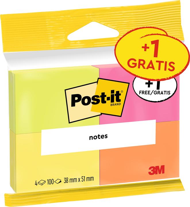 Image du produit Post-it Notes adhésives 3 + 1 (38 x 51 mm)