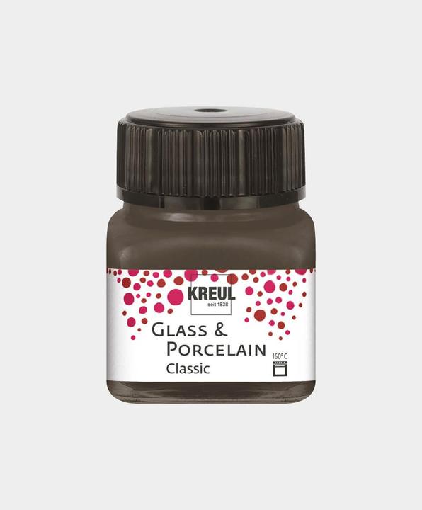 Actual product image Kreul Glass & Porcelain Classic, porcelain and glass paint (Dark brown, 20 ml)