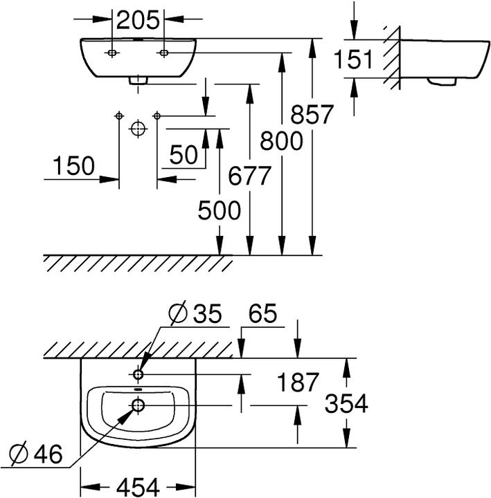 Produktbild Grohe Bau Keramik Handwaschbecken (354 mm, 453 mm)