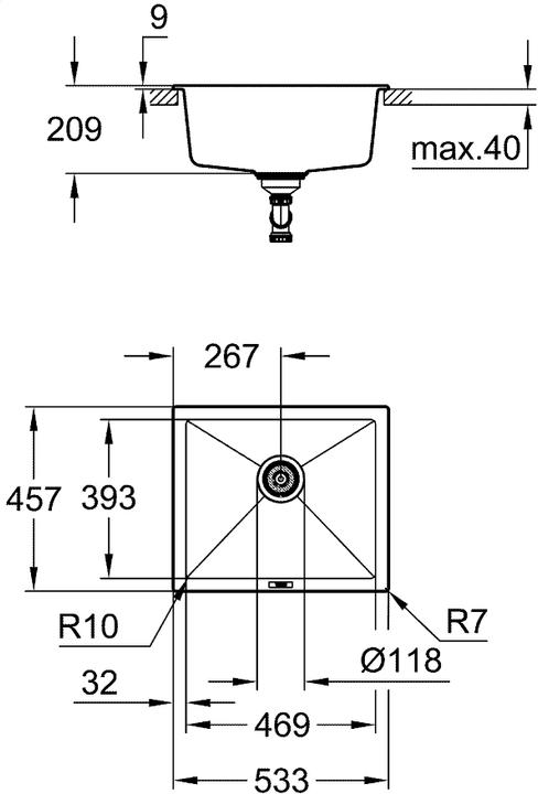Produktbild Grohe K700 Unterbau Kompositspüle (Einbauspüle, 45.70 cm, 53.30 cm)