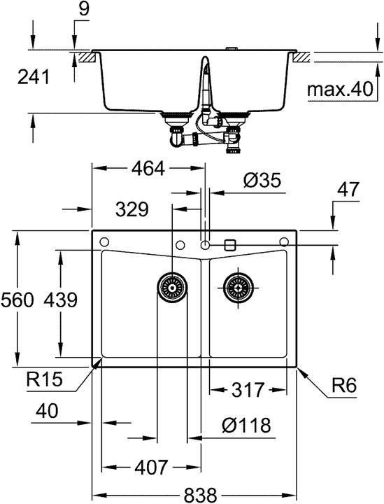 Image du produit Grohe K700 Evier composite (Éviers à poser, 56 cm, 83.80 cm)