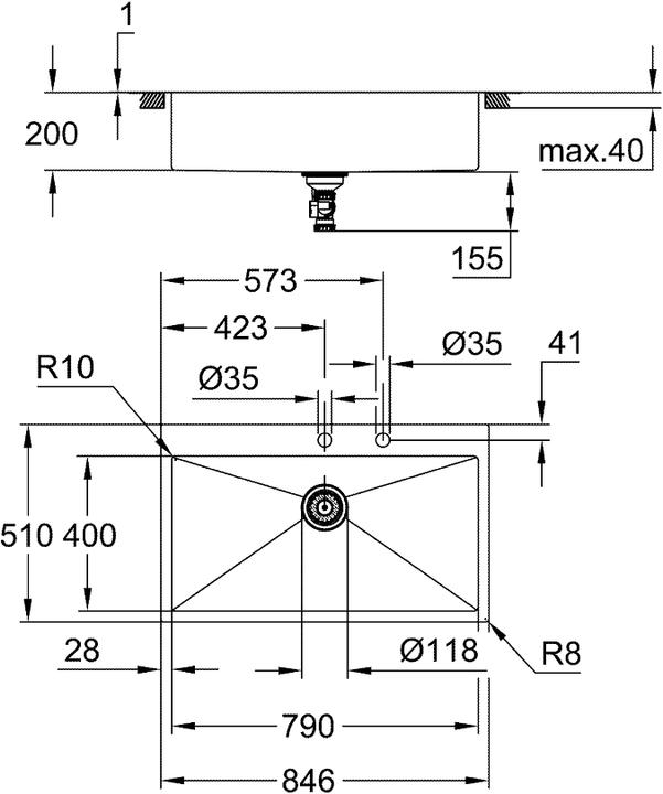 Produktbild Grohe K800 Edelstahlspüle (Einbauspüle, 49.50 cm, 83.10 cm)