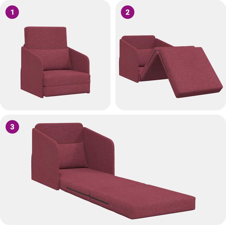 Produktbild VidaXL Fussboden Schlafsofa 2-in-1 Weinrot 65x80x83 cm Stoff (1.5-Sitzer)