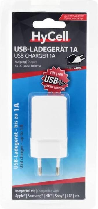 Image du produit Star Trading HyCell USB-Charger 1 port 1A, blanc, 78.7x33x21mm, 35g (UE)