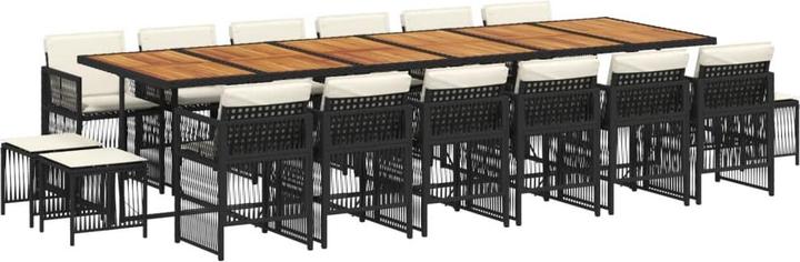 Image du produit VidaXL 17 pcs. Salon de jardin avec coussins Poly Rattan noir (330 cm)