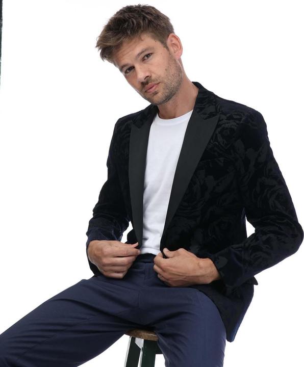 Actual product image Ted Baker Mens Bathj Rose Velvet Jacquard Blazer (XL)