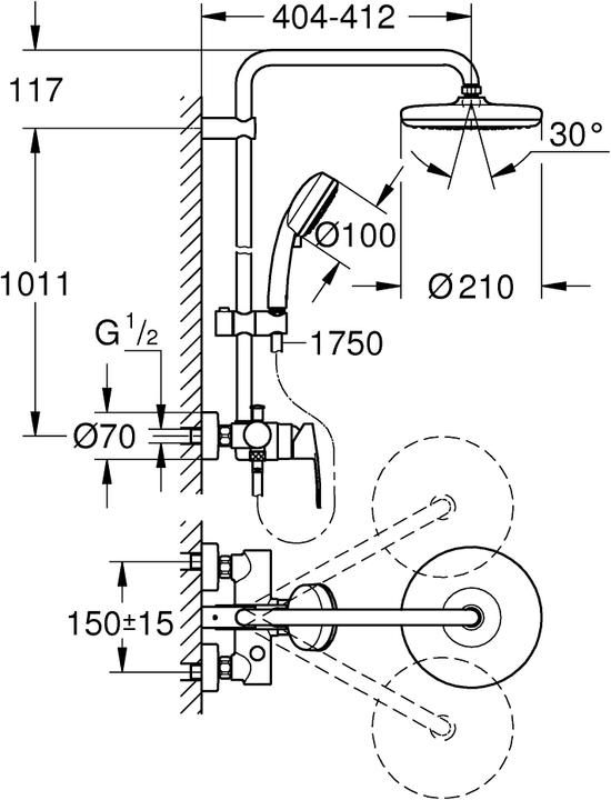 Image du produit Grohe Tempesta Cosmopolitan Système 210 Système de douche