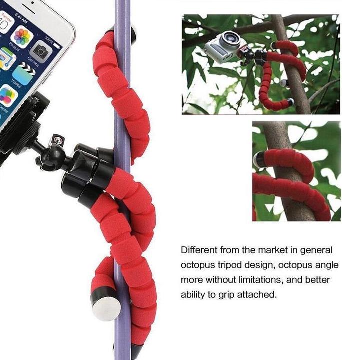 Actual product image PhoneLook Mini trépied Octopus en mousse pour téléphone avec clip universel (Metal)