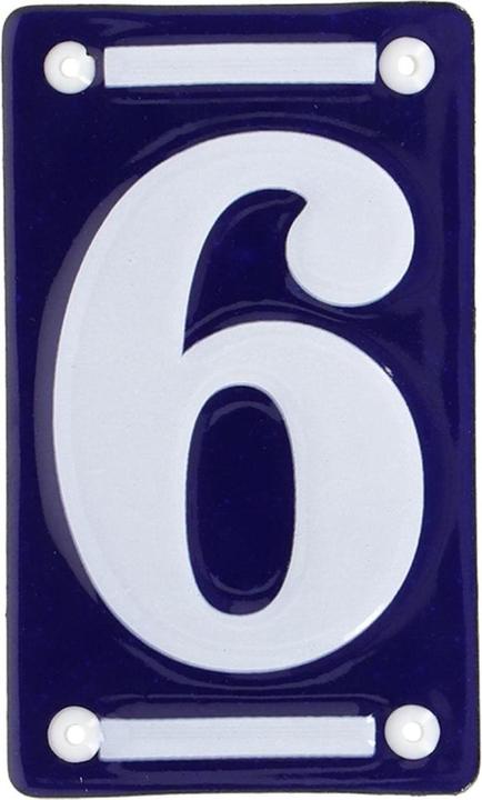 Produktbild Esschert Design Hausnummer 6 7 cm, Blau/Weiss, Detailfarbe: Weiss, Blau