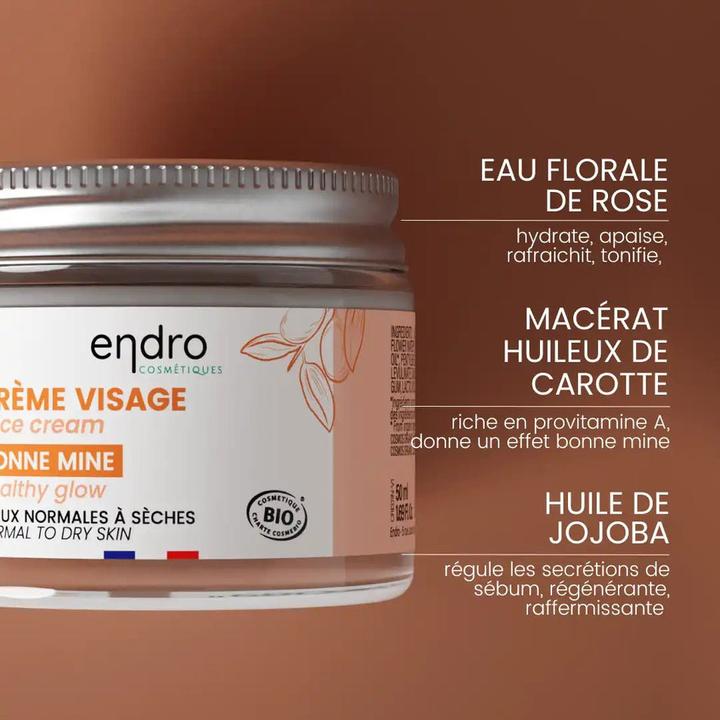 Nutritional values and ingredients Endro Face cream natural healthy glow cream (50 ml, 24h cream)