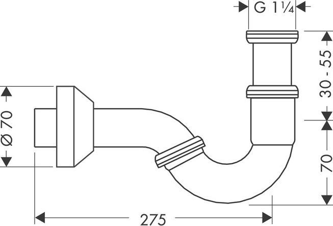 Produktbild hansgrohe HG Bidet-Röhrensiphon Standardmodell chrom (Siphon-Montagematerial, 1 1/4")