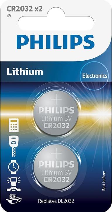 Produktbild Philips CR2032P2/01B (2 Stk., CR2032, 210 mAh)