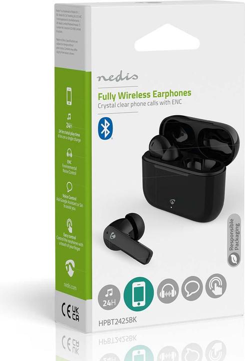 Immagine prodotto Nedis Cuffie completamente wireless | ENC (Environmental Noise Cancelling) | Bluetooth® | battuta massima (ANC, 24 h, Senza fili)