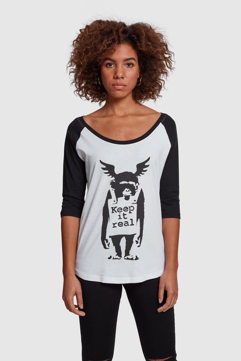 Actual product image Merchcode Ladies Brandalised - Banksy's Graffiti Ape Raglan Tee (XXL)