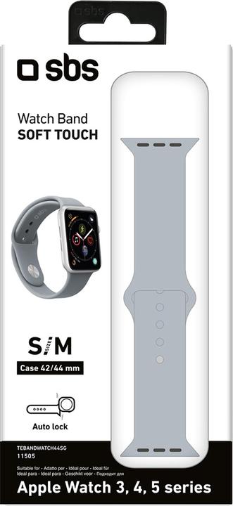Actual product image SBS Strap for Apple Watch Series 3/4/5/6/7/SE 44mm size S grey (44 mm, Silicone)