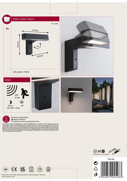 Immagine prodotto Paulmann Apparecchi di illuminazione (700 lm, IP44)