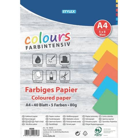 Image du produit Stylex Papier couleur (80 g/m², 40 x, A4)