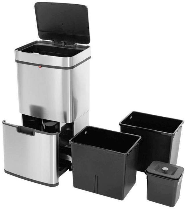 Actual product image Hailo Öko Vario XL, design sensor waste separator, 25 + 25 + 4 litres, stainless steel anti-fingerprint (50 l)