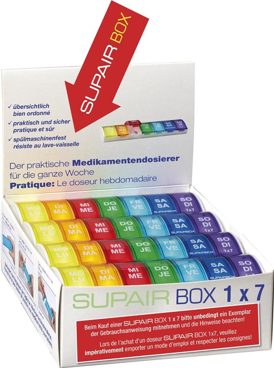 Image du produit Supairbox 1x7 distributeur hebdomadaire allemand/français rainbow à 12 pièces