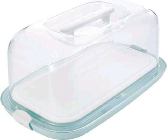 Produktbild keeeper Tortenhaube / Kastenkuchenbehälter ""gino"", eckig aquamarine / transparent, Material: PP/TPE