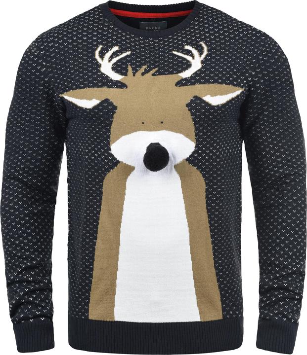 Actual product image Blend Rudolph Men's Christmas Jumper Knit Fun Pullover With Crew Neck (XXL)