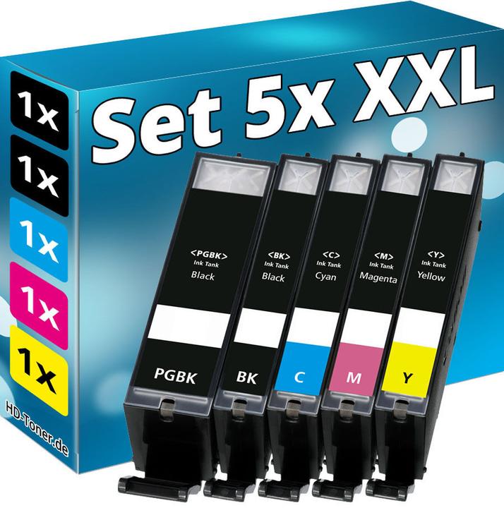 Actual product image Druckfuxx 5x XL Patronen mit CHIP für CANON PIXMA IP7250 MG5450 MG5550 MG6450 MX (M, Y, FC, C)