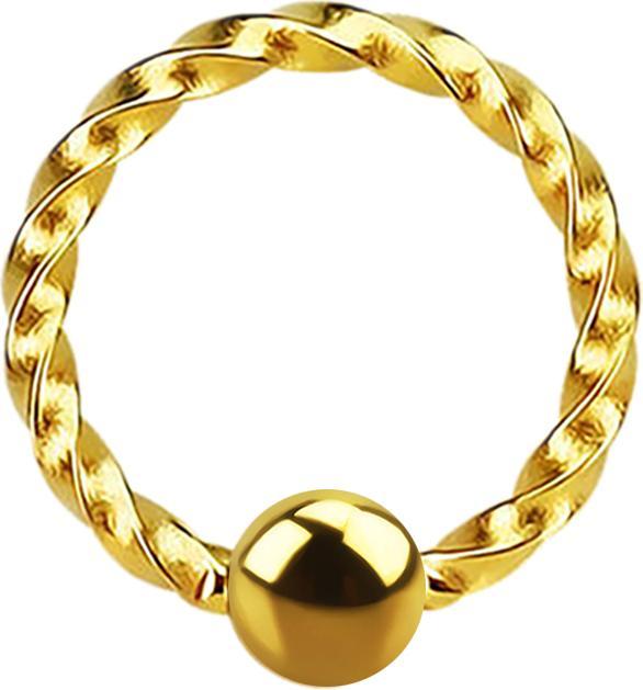 Produktbild Star Piercing Micro Ball Closure Ring geflochten vergoldet (ohne Messing, Chirurgenstahl 316L)