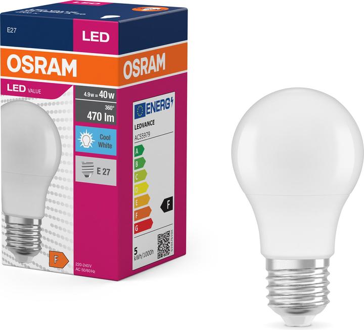 Image du produit Osram Value Classic (E27, 4.90 W, 470 lm, 1 x, F)