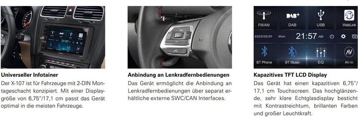Immagine prodotto Xzent X-107 2-Din 6.75 Infotainer DAB und Weblink Cast