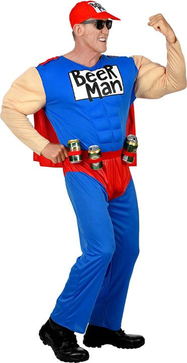 Produktbild Widmann SUPER BEER MAN (Muskel Overall mit Umhang, Gürtel mit Dosenhalter, Basecap), XXL (XXL)