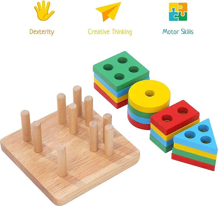 Produktbild Activity Board Hölzerne Sortieren und Stapeln Spielzeug pädagogisches Lernen Vorschule Farbe Erkennung Form Sorter