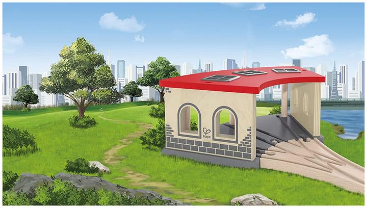 Actual product image Hape Large locomotive shed