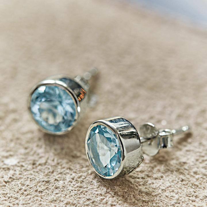 Produktbild Loberon Ohrringe Lilianne silber/blau (Ohrring: 925er Sterlingsilber, Verzierung: Topas-Edelstein)