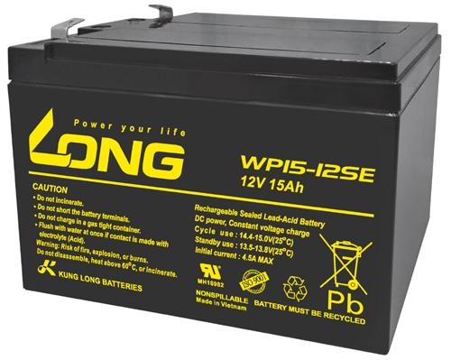 Produktbild Kung Long WP15-12SE F2 Zyklenfest Blei-Vlies-Akku, 12Volt, 15Ah mit 6,3mm Faston Anschluss (12 V, 15 Ah)