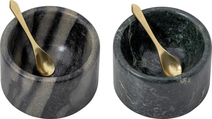 Actual product image Bloomingville Maloue Salt & Pepper Jar w/ Spoon, Green, Marble (Salt, Pepper)