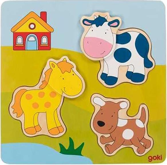 Actual product image Goki Inlay Puzzle 3D Effect Farm (5 pieces)