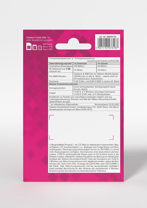 Produktbild Telekom Magenta Mobil Prepaid L Prepaid-Karte ohne Vertragsbindung