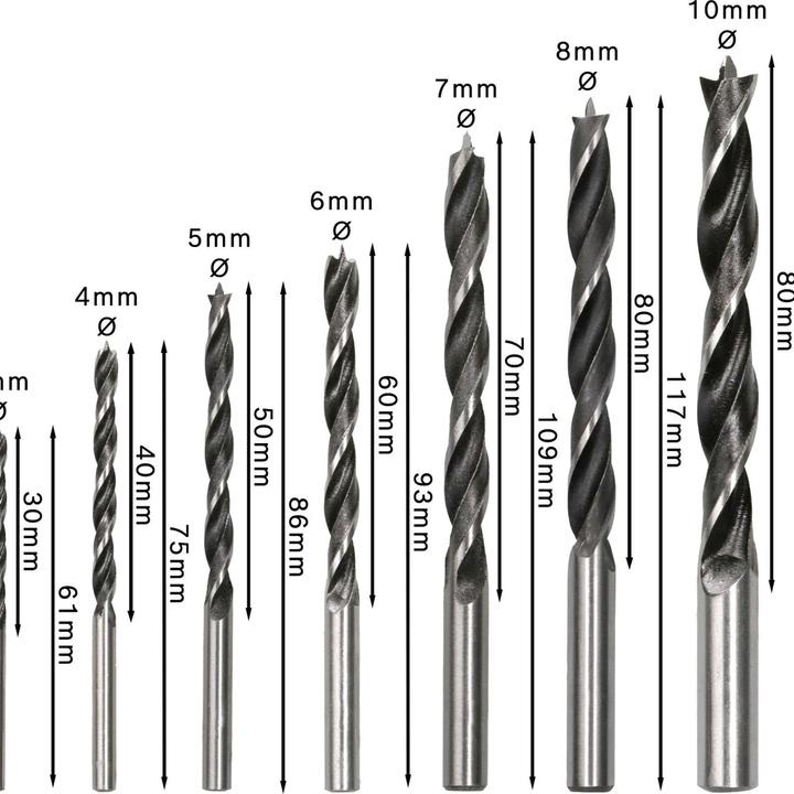Actual product image Bosch Professional Zubehör PRO Wood twist drill set. 7 pcs. (4 mm, 3 mm, 5 mm, 6 mm, 7 mm, 8 mm, 10 mm)