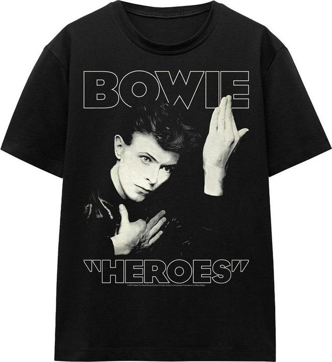 Actual product image David Bowie Unisex Adult Heroes Cover T-Shirt (L)