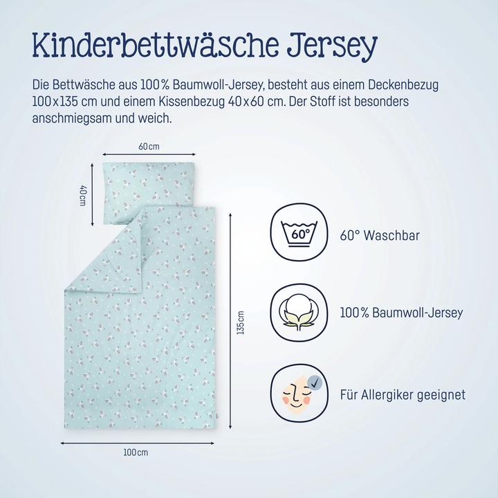 Actual product image Julius Zöllner Children's Bedding Jersey Snail 100 x 135 + 40 x 60 cm