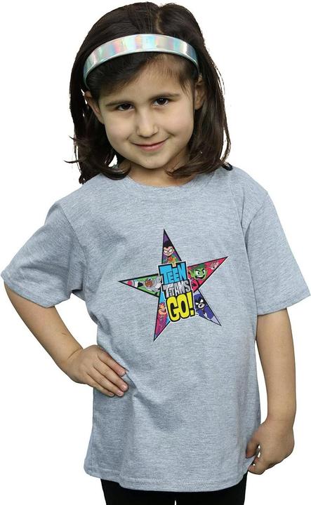 Actual product image Girls Teen Titans Go Star Logo Cotton T-Shirt (140, 146)