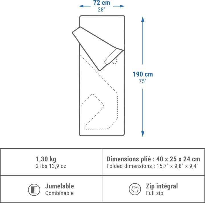 Actual product image Quechua ARPENAZ 10 ZIP (190 cm)