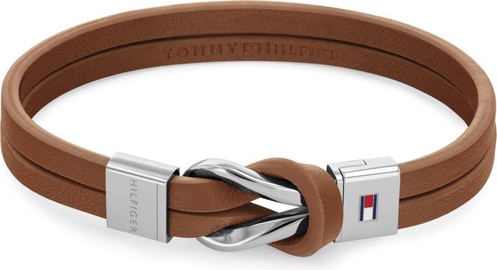 Tommy Hilfiger Braided Knot Armband (19 cm, Edelstahl, Leder)