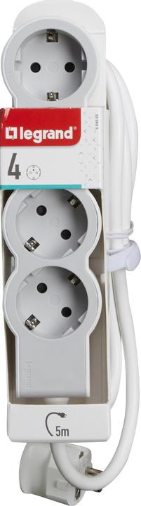 Immagine prodotto Legrand Striscia di prese piatte 4x prese, 5 metri di cavo bianco-grigio 694569 (4 x, CEE 7/3, CEE, 5 m)